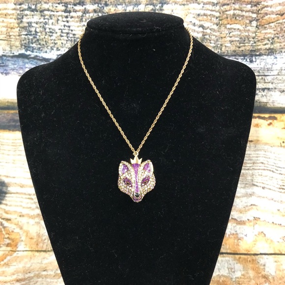 Betsey Johnson Jewelry - Betsey Johnson purple fox necklace with crystals